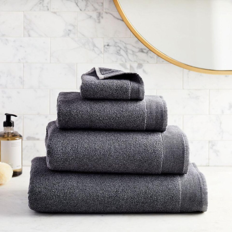 Organic Luxury Fibrosoft™ Towels Charcoal Melange West Elm Australia